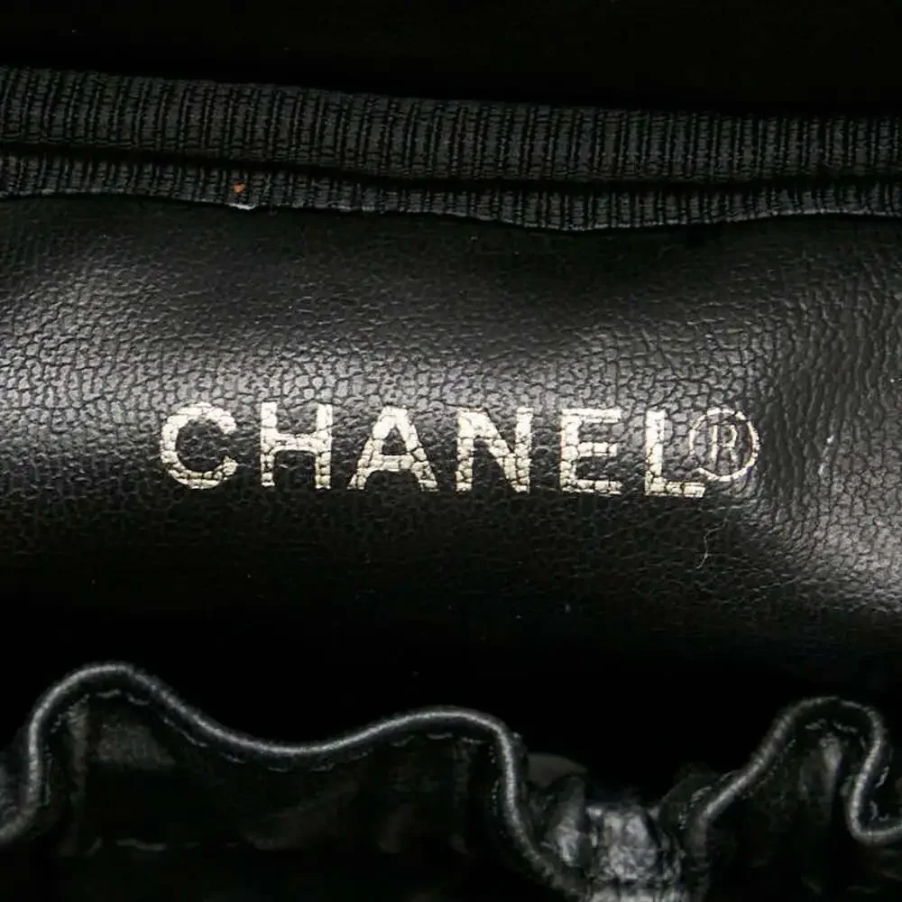 CHANEL Black Caviar Leather Logo Vanity Bag